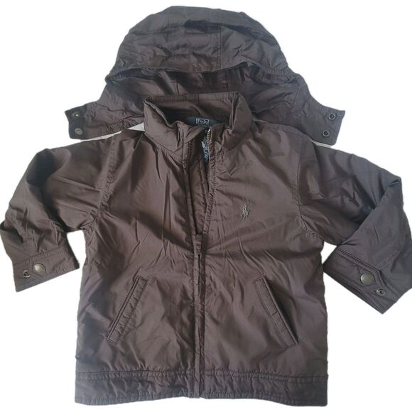 POLO By Ralph Lauren  Size 2 2T Toddler Boy's Windbreaker Brown Full Zip Jacket - Picture 1 of 12